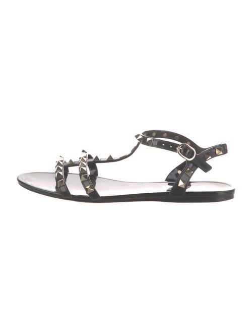 Valentino Rockstud Accents Rubber T-Strap Sandals