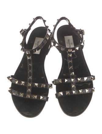 Valentino Rockstud Accents Rubber T-Strap Sandals