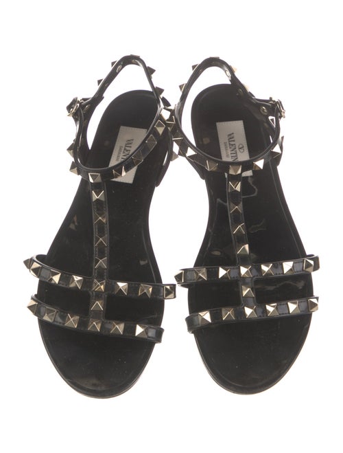 Valentino Rockstud Accents Rubber T-Strap Sandals