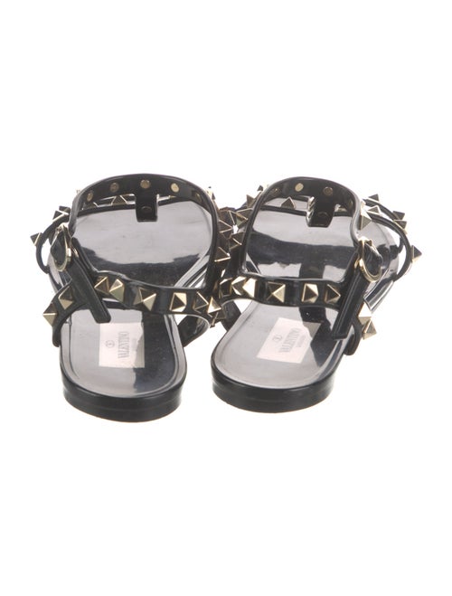 Valentino Rockstud Accents Rubber T-Strap Sandals
