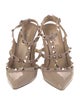Valentino Rockstud Accents Patent Leather T-Strap Pumps