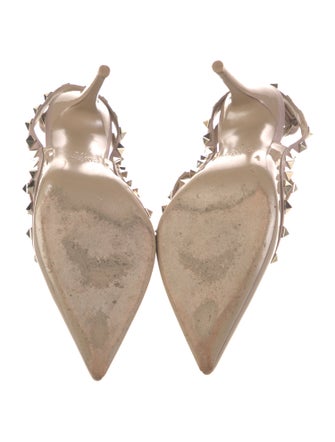 Valentino Rockstud Accents Patent Leather T-Strap Pumps