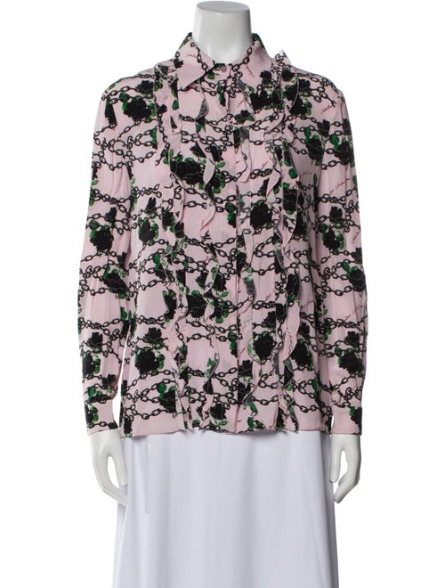 Valentino Silk Floral Print Button-Up Top