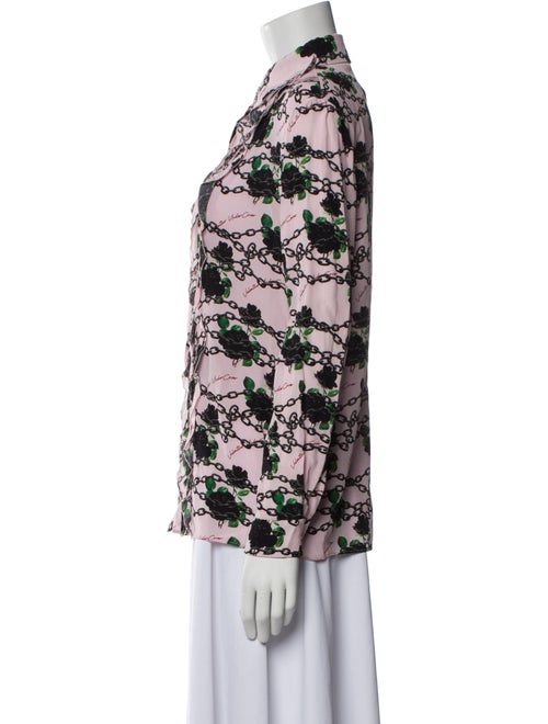 Valentino Silk Floral Print Button-Up Top