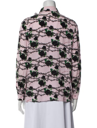 Valentino Silk Floral Print Button-Up Top