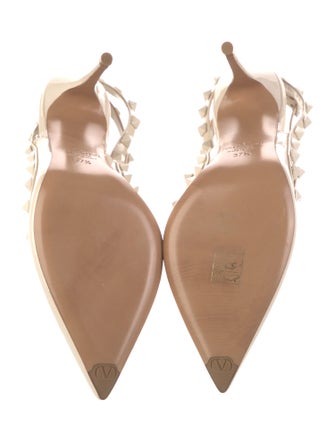 Valentino Rockstud Accents Patent Leather T-Strap Pumps