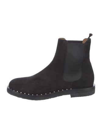 Valentino Rockstud Accents Suede Chelsea Boots
