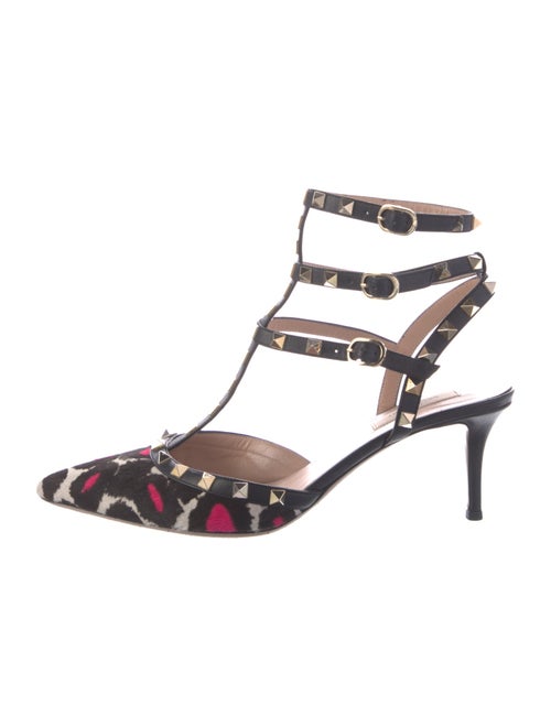 Valentino Rockstud Accents Ponyhair T-Strap Pumps