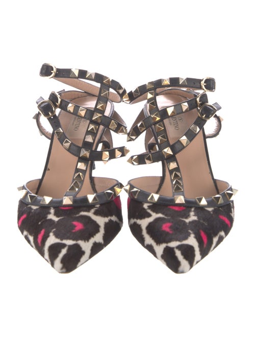 Valentino Rockstud Accents Ponyhair T-Strap Pumps