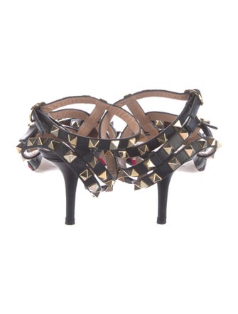 Valentino Rockstud Accents Ponyhair T-Strap Pumps