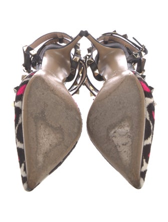 Valentino Rockstud Accents Ponyhair T-Strap Pumps