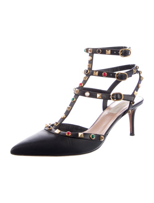 Valentino Rockstud Accents Leather T-Strap Pumps