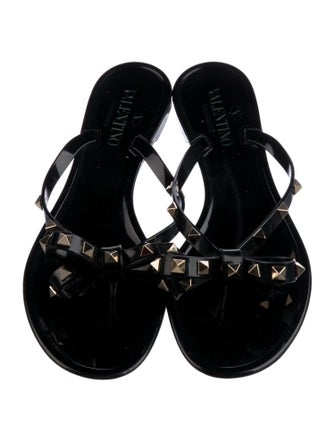 Valentino Rockstud Accents Rubber Slides