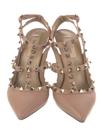 Valentino Rockstud Accents Leather T-Strap Pumps