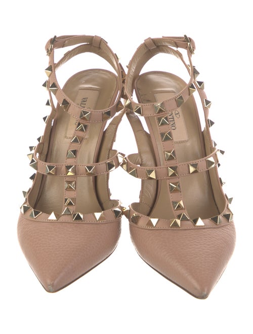 Valentino Rockstud Accents Leather T-Strap Pumps