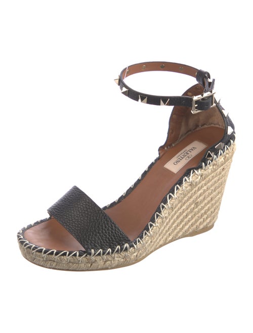 Valentino Rockstud Accents Leather Espadrilles