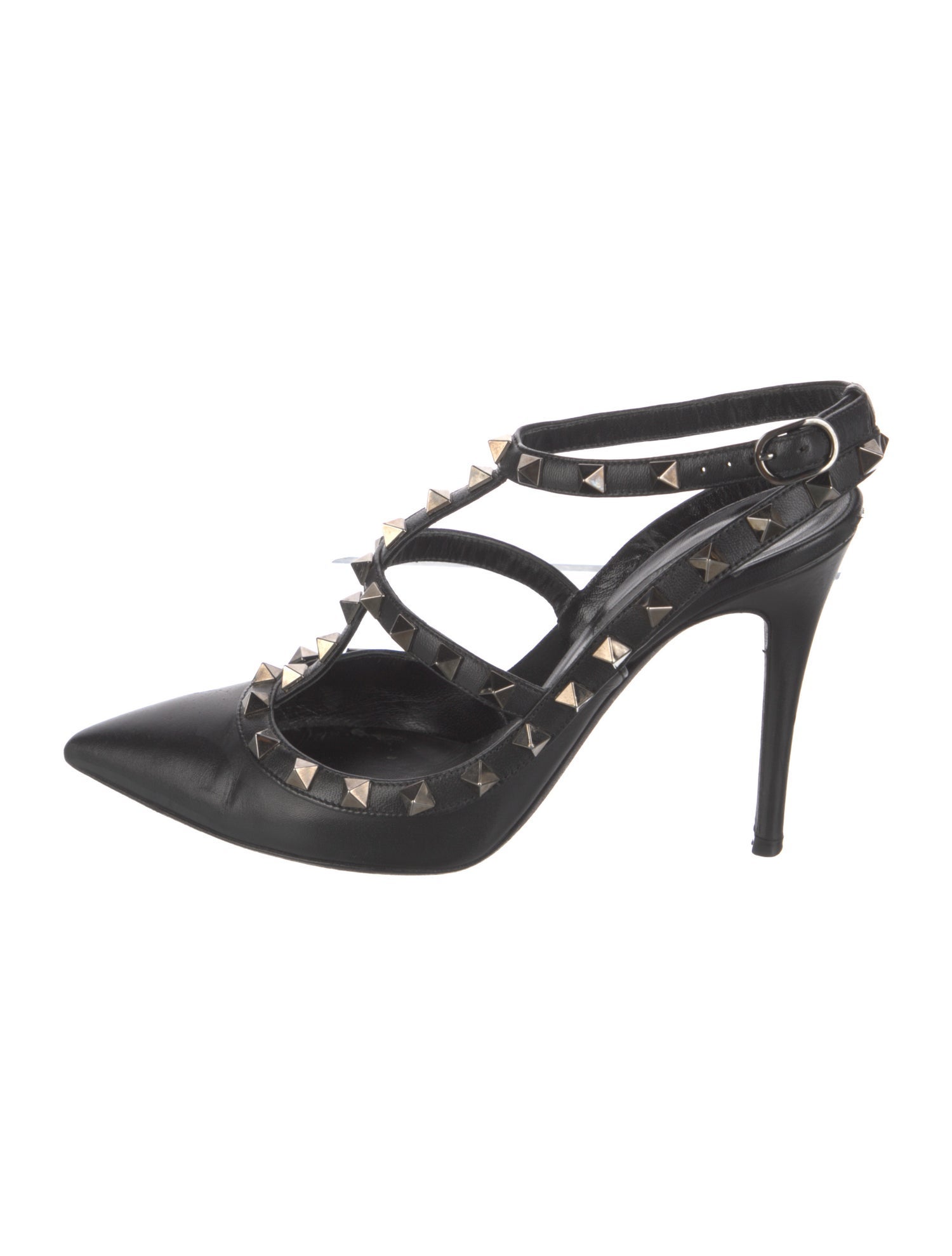 Valentino Rockstud Accents Leather T-Strap Pumps