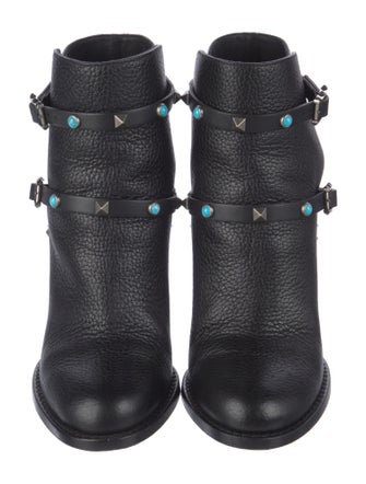 Valentino Rockstud Accents Leather Boots