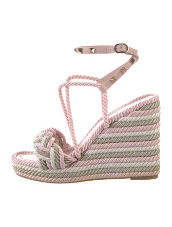 Valentino Rockstud Accents Colorblock Pattern Espadrilles