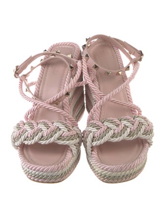 Valentino Rockstud Accents Colorblock Pattern Espadrilles