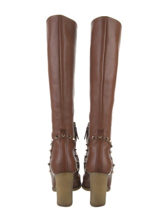 Valentino Rockstud Accents Leather Riding Boots