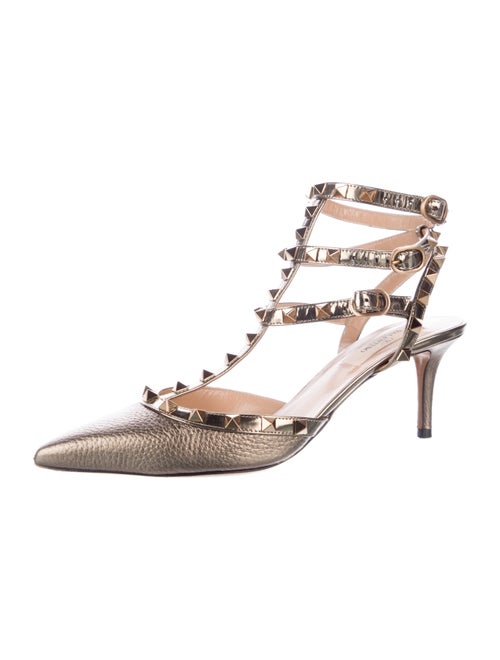 Valentino Rockstud Accents Leather T-Strap Pumps