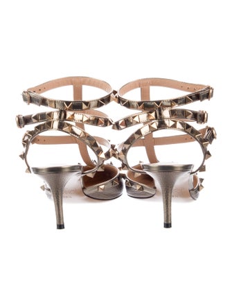 Valentino Rockstud Accents Leather T-Strap Pumps