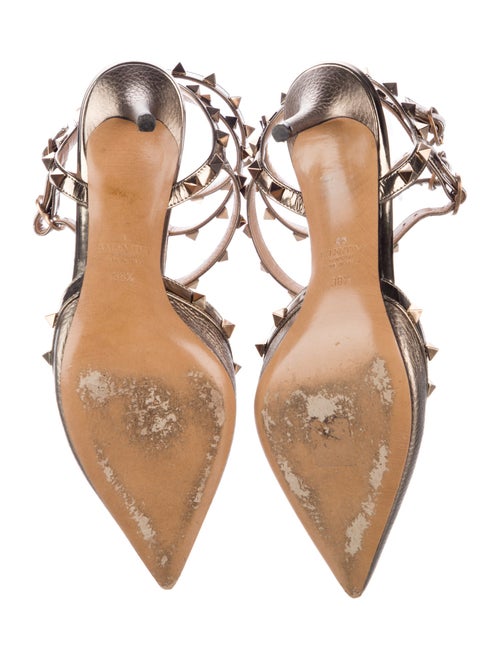 Valentino Rockstud Accents Leather T-Strap Pumps