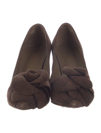 Valentino Suede Ruffle Embellishment Pumps