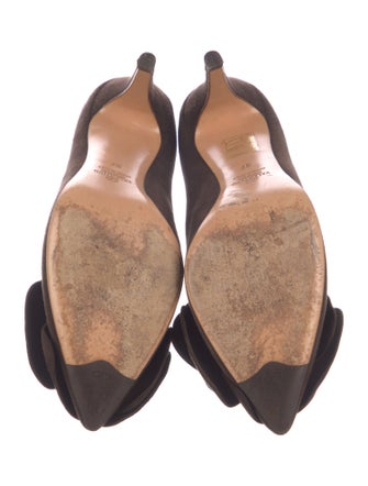 Valentino Suede Ruffle Embellishment Pumps