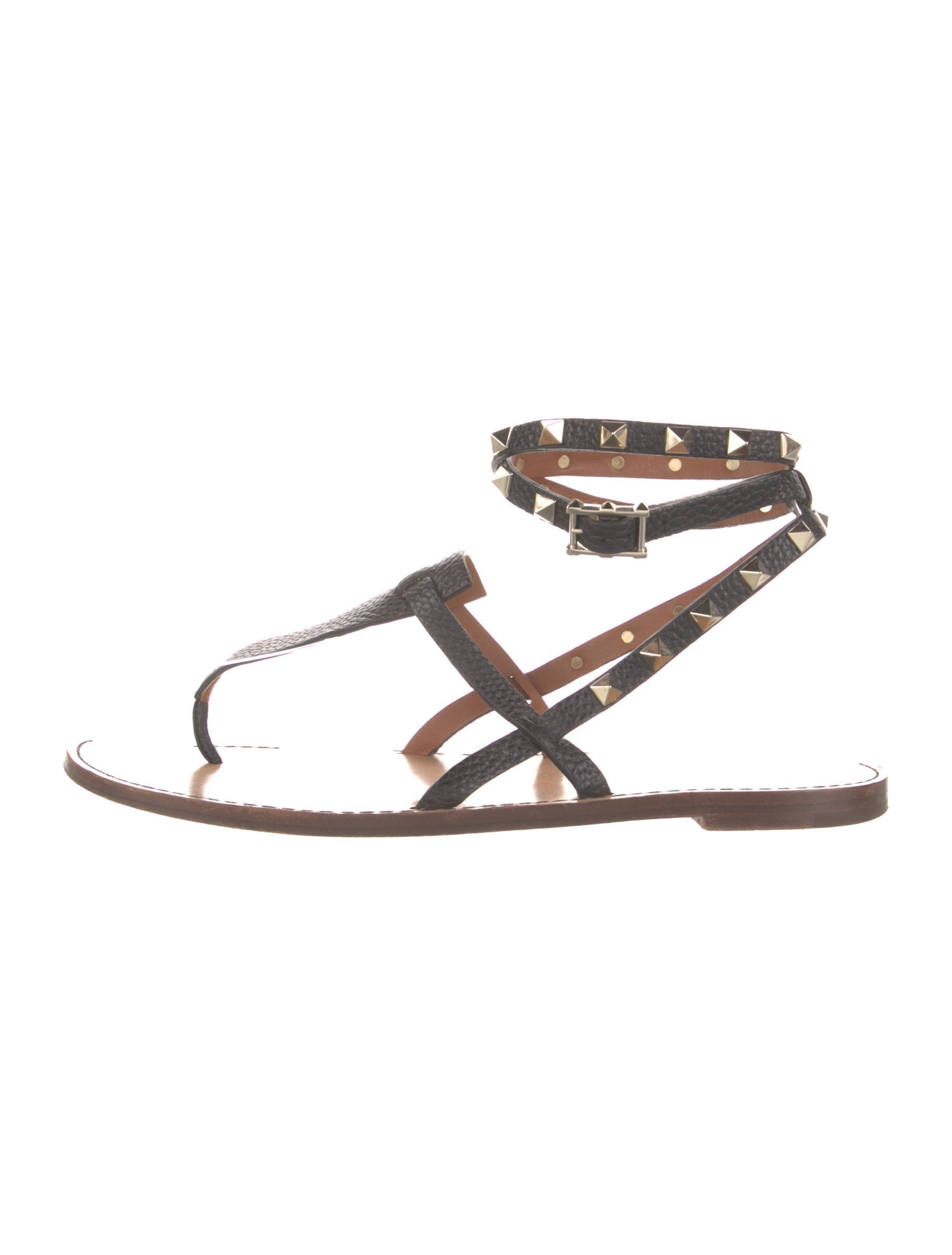 Valentino Rockstud Accents Leather Gladiator Sandals