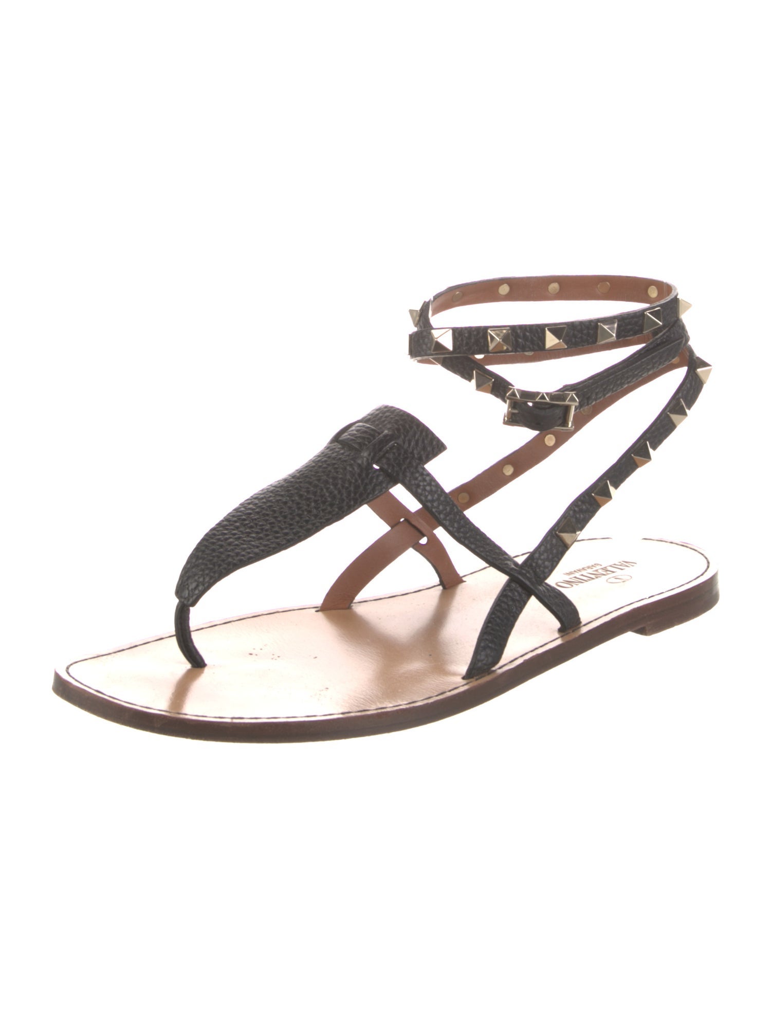Valentino Rockstud Accents Leather Gladiator Sandals