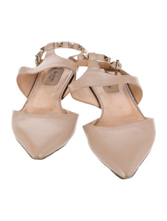 Valentino Leather Studded Accents Slingback Flats