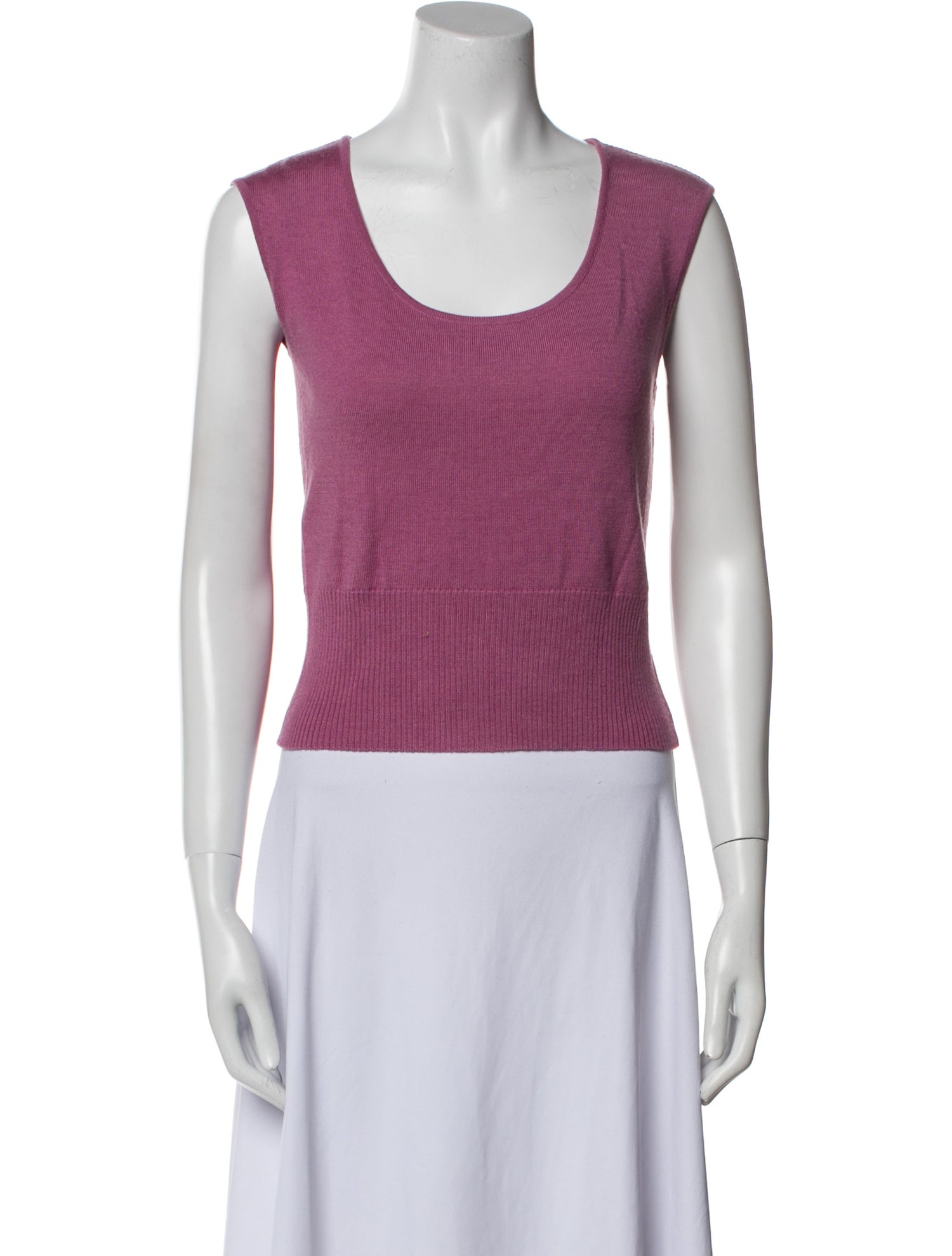 Valentino Virgin Wool Scoop Neck Crop Top