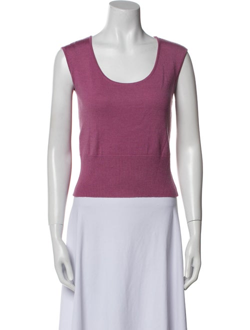 Valentino Virgin Wool Scoop Neck Crop Top