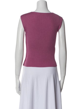 Valentino Virgin Wool Scoop Neck Crop Top