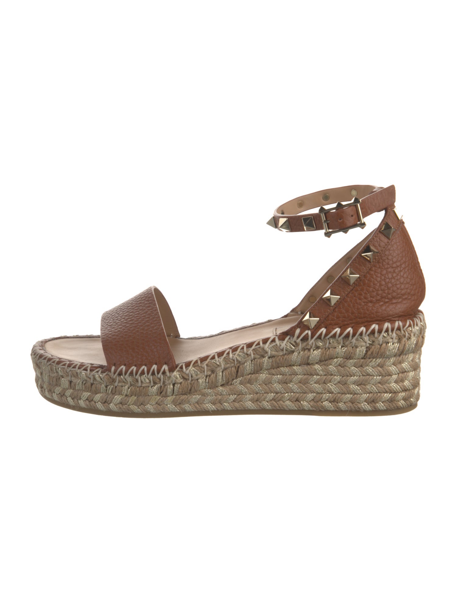 Valentino Leather Studded Accents Espadrilles