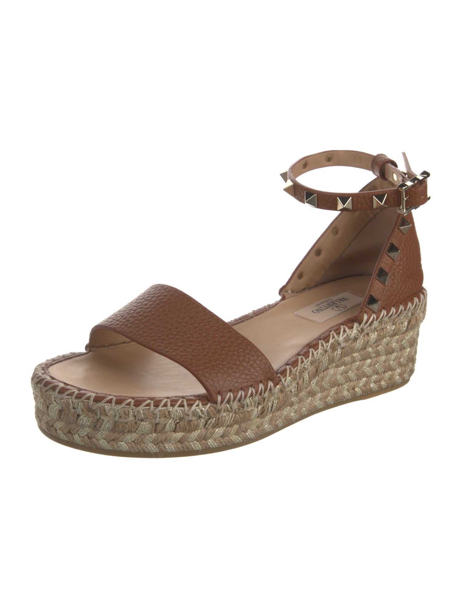 Valentino Leather Studded Accents Espadrilles