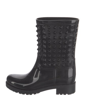Valentino Rockstud Accents Rubber Rain Boots