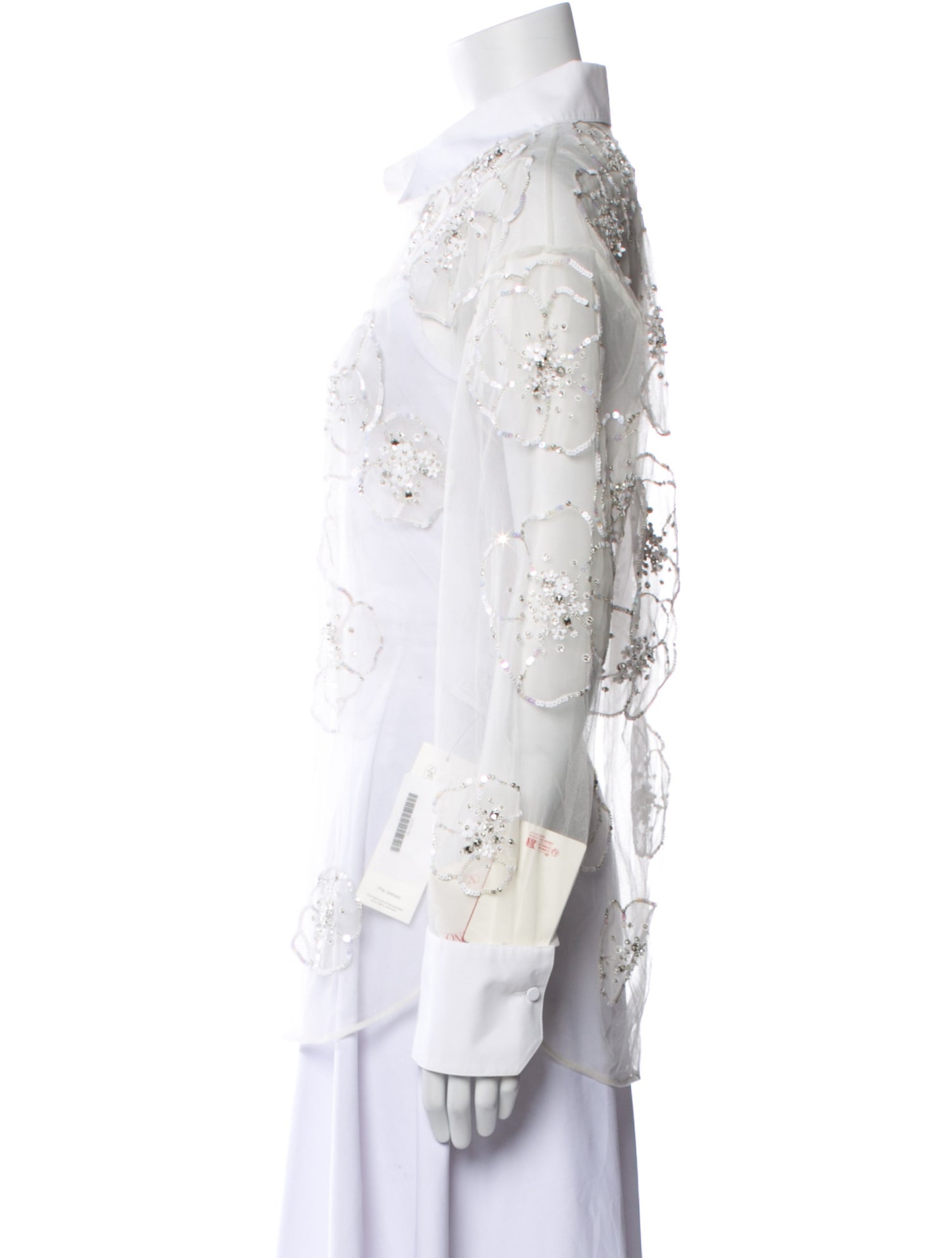 Valentino Lace Pattern Long Sleeve Button-Up Top w/ Tags