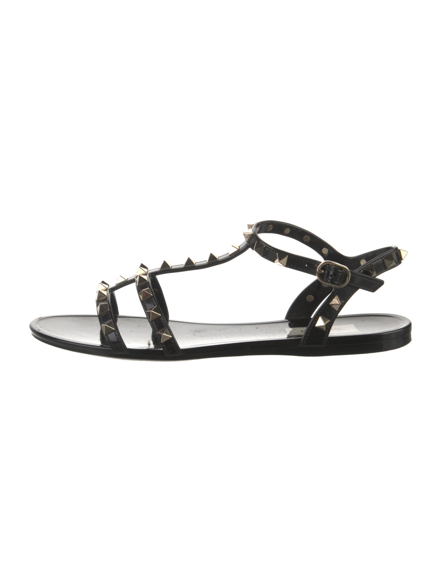 Valentino Rockstud Accents Rubber T-Strap Sandals