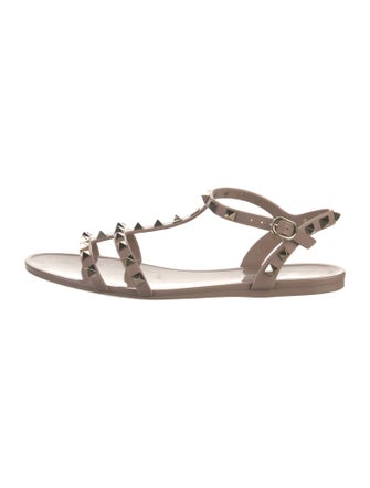 Valentino Rockstud Accents Rubber Gladiator Sandals