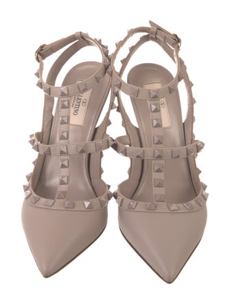 Valentino Rockstud Accents Leather T-Strap Pumps