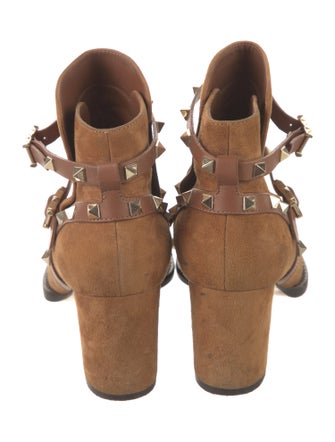 Valentino Rockstud Accents Suede Moto Boots