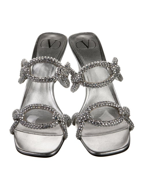 Valentino Leather Crystal Embellishments Slides