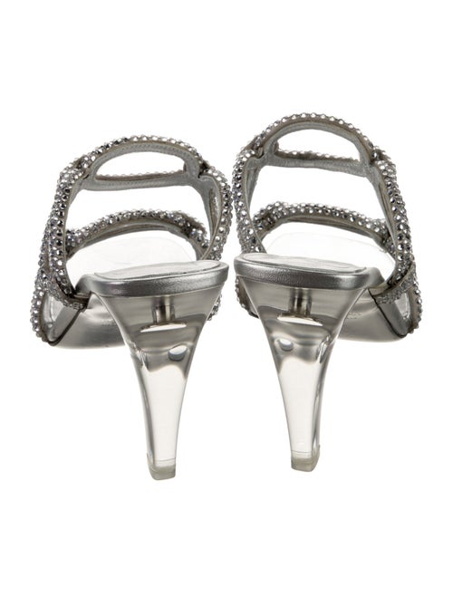 Valentino Leather Crystal Embellishments Slides