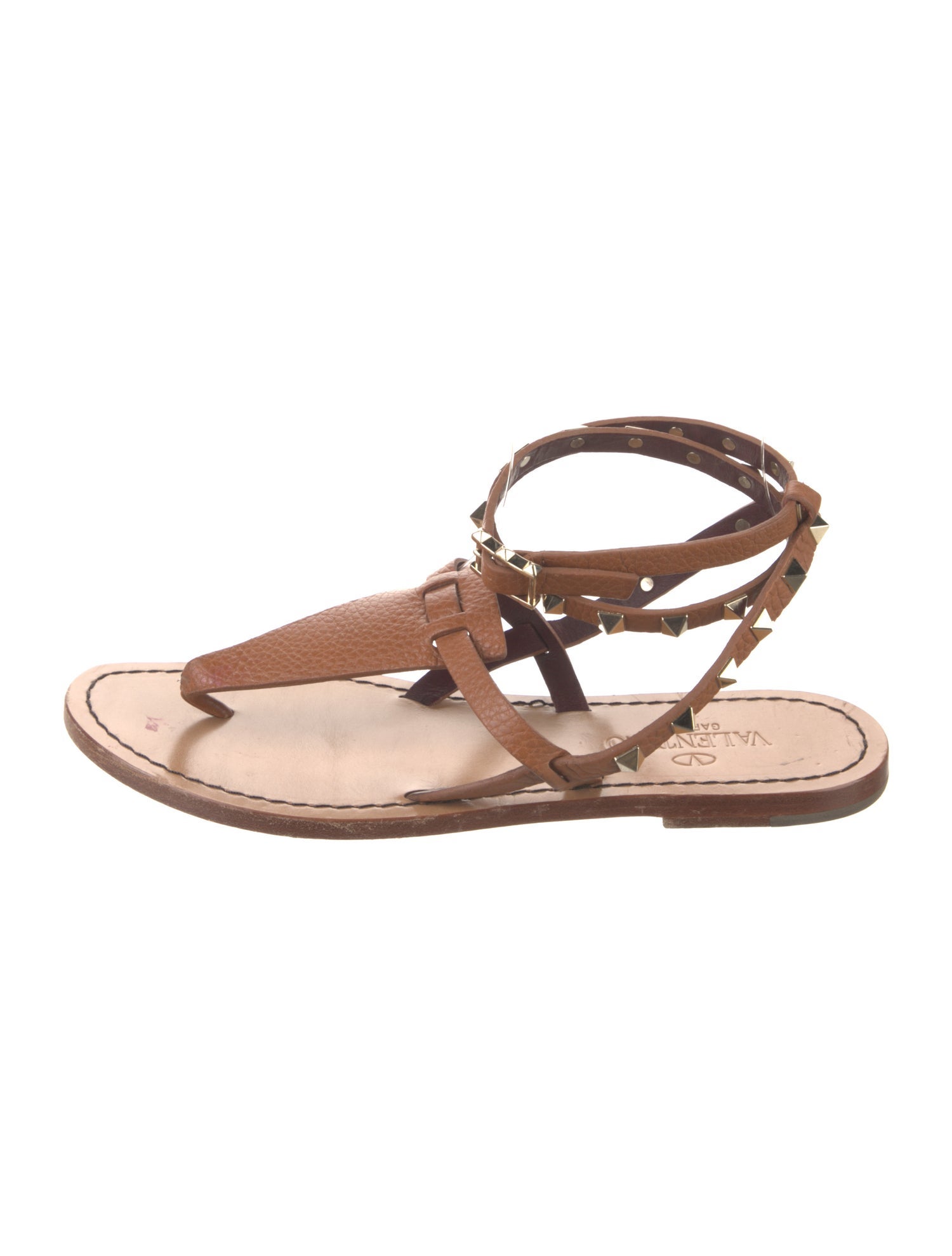 Valentino Rockstud Accents Leather Gladiator Sandals