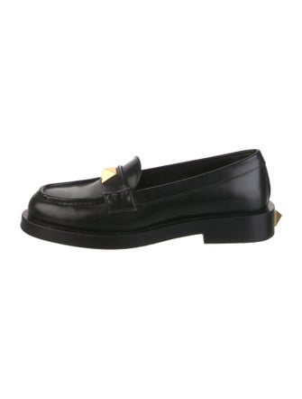 Valentino Rockstud Accents Leather Loafers