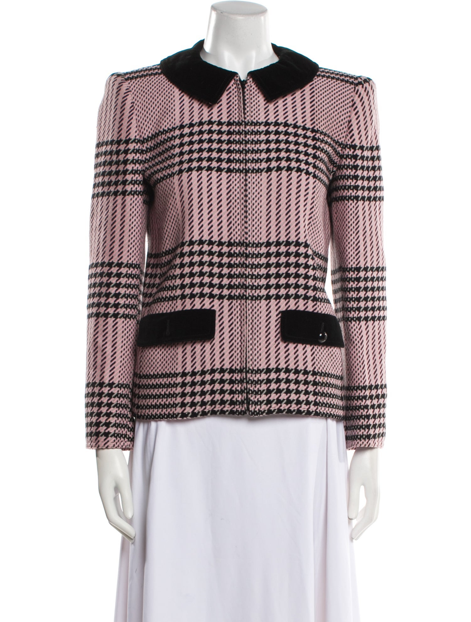 Valentino Lambswool Plaid Print Evening Jacket