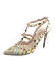 Valentino 1973 Pattern Leather T-Strap Pumps